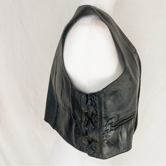 JR Genuine Leather Women’s Motorcycle Side Lace Snap Up Vest - Picture 12 of 14